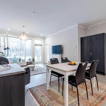 公寓 Riverside Pearl - Modern Near Santa Claus Village, Sauna & Aurora View 罗瓦涅米